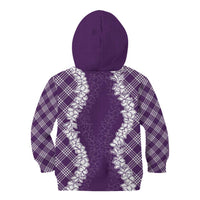 Hawaii Aloha Plumeria Lei Violet Palaka Kid Hoodie - Polynesian Pride