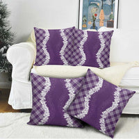 Hawaii Aloha Plumeria Lei Violet Palaka Pillow Cover - Polynesian Pride