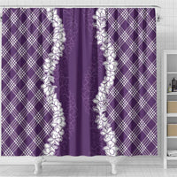 Hawaii Aloha Plumeria Lei Violet Palaka Shower Curtain - Polynesian Pride