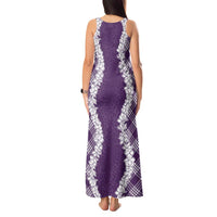 Hawaii Aloha Plumeria Lei Violet Palaka Tank Maxi Dress - Polynesian Pride