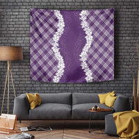 Hawaii Aloha Plumeria Lei Violet Palaka Tapestry - Polynesian Pride