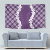 Hawaii Aloha Plumeria Lei Violet Palaka Tapestry - Polynesian Pride