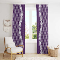 Hawaii Aloha Plumeria Lei Violet Palaka Window Curtain - Polynesian Pride
