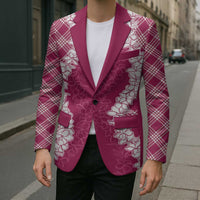 Hawaii Aloha Plumeria Lei Fuschia Palaka Blazer - Polynesian Pride