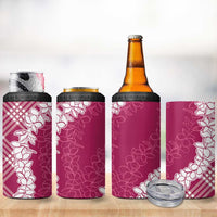 Hawaii Aloha Plumeria Lei Fuschia Palaka 4 in 1 Can Cooler Tumbler - Polynesian Pride