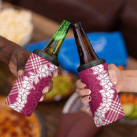Hawaii Aloha Plumeria Lei Fuschia Palaka 4 in 1 Can Cooler Tumbler - Polynesian Pride