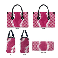 Hawaii Aloha Plumeria Lei Fuschia Palaka Leather Bag - Polynesian Pride