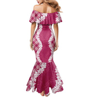 Hawaii Aloha Plumeria Lei Fuschia Palaka Mermaid Dress LT7 - Polynesian Pride
