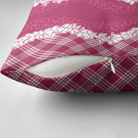 Hawaii Aloha Plumeria Lei Fuschia Palaka Pillow Cover - Polynesian Pride