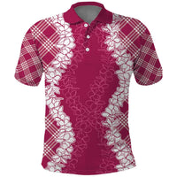 Hawaii Aloha Plumeria Lei Fuschia Palaka Polo Shirt - Polynesian Pride