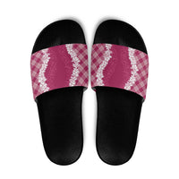 Hawaii Aloha Plumeria Lei Fuschia Palaka Slide Sandals - Polynesian Pride