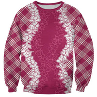 Hawaii Aloha Plumeria Lei Fuschia Palaka Sweatshirt - Polynesian Pride