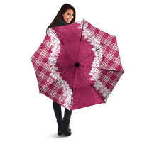 Hawaii Aloha Plumeria Lei Fuschia Palaka Umbrella - Polynesian Pride