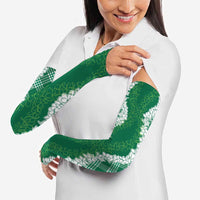 Hawaii Aloha Plumeria Lei Green Palaka Arm Sleeves - Polynesian Pride