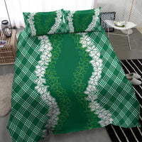 Hawaii Aloha Plumeria Lei Green Palaka Bedding Set - Polynesian Pride