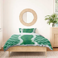 Hawaii Aloha Plumeria Lei Green Palaka Bedding Set - Polynesian Pride