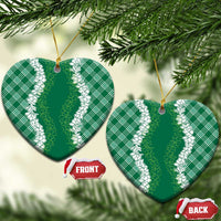 Hawaii Aloha Plumeria Lei Green Palaka Ceramic Ornament - Polynesian Pride
