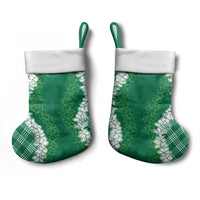 Hawaii Aloha Plumeria Lei Green Palaka Christmas Stocking - Polynesian Pride