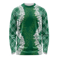 Hawaii Aloha Plumeria Lei Green Palaka Long Sleeve Shirt - Polynesian Pride