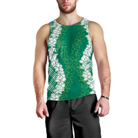Hawaii Aloha Plumeria Lei Green Palaka Men Tank Top LT7 - Polynesian Pride
