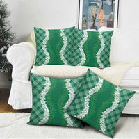 Hawaii Aloha Plumeria Lei Green Palaka Pillow Cover - Polynesian Pride