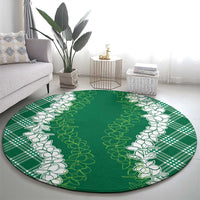 Hawaii Aloha Plumeria Lei Green Palaka Round Carpet LT7 - Polynesian Pride