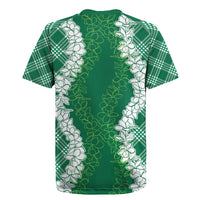 Hawaii Aloha Plumeria Lei Green Palaka Rugby Jersey - Polynesian Pride