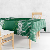 Hawaii Aloha Plumeria Lei Green Palaka Tablecloth - Polynesian Pride