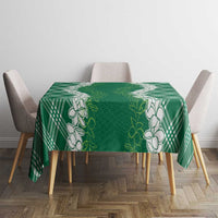 Hawaii Aloha Plumeria Lei Green Palaka Tablecloth - Polynesian Pride