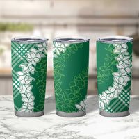 Hawaii Aloha Plumeria Lei Green Palaka Tumbler Cup - Polynesian Pride