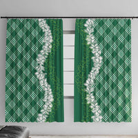 Hawaii Aloha Plumeria Lei Green Palaka Window Curtain - Polynesian Pride