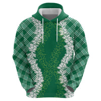 Hawaii Aloha Plumeria Lei Green Palaka Zip Hoodie - Polynesian Pride