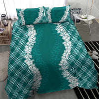 Hawaii Aloha Plumeria Lei Teal Palaka Bedding Set - Polynesian Pride