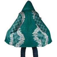 Hawaii Aloha Plumeria Lei Teal Palaka Cloak - Polynesian Pride