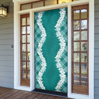 Hawaii Aloha Plumeria Lei Teal Palaka Door Cover - Polynesian Pride