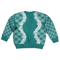 Hawaii Aloha Plumeria Lei Teal Palaka Kid Ugly Christmas Sweater LT7 - Polynesian Pride
