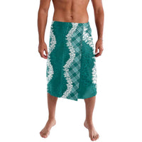 Hawaii Aloha Plumeria Lei Teal Palaka Lavalava - Polynesian Pride