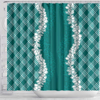 Hawaii Aloha Plumeria Lei Teal Palaka Shower Curtain - Polynesian Pride