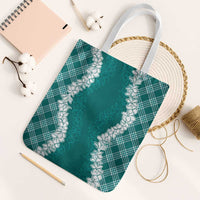 Hawaii Aloha Plumeria Lei Teal Palaka Tote Bag - Polynesian Pride