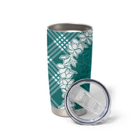 Hawaii Aloha Plumeria Lei Teal Palaka Tumbler Cup - Polynesian Pride