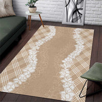 Hawaii Aloha Plumeria Lei Beige Palaka Area Rug - Polynesian Pride
