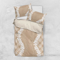 Hawaii Aloha Plumeria Lei Beige Palaka Bedding Set - Polynesian Pride