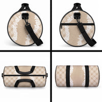 Hawaii Aloha Plumeria Lei Beige Palaka Duffle Bag