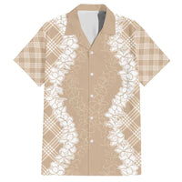 Hawaii Aloha Plumeria Lei Beige Palaka Hawaiian Shirt - Polynesian Pride