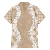 Hawaii Aloha Plumeria Lei Beige Palaka Hawaiian Shirt - Polynesian Pride