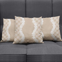 Hawaii Aloha Plumeria Lei Beige Palaka Pillow Cover - Polynesian Pride