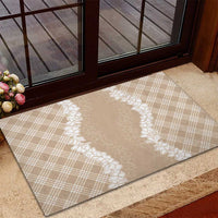 Hawaii Aloha Plumeria Lei Beige Palaka Rubber Doormat LT7 - Polynesian Pride