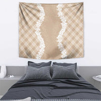 Hawaii Aloha Plumeria Lei Beige Palaka Tapestry - Polynesian Pride