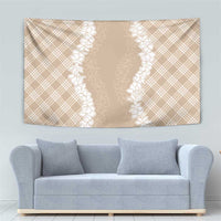 Hawaii Aloha Plumeria Lei Beige Palaka Tapestry - Polynesian Pride