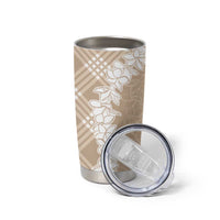 Hawaii Aloha Plumeria Lei Beige Palaka Tumbler Cup - Polynesian Pride